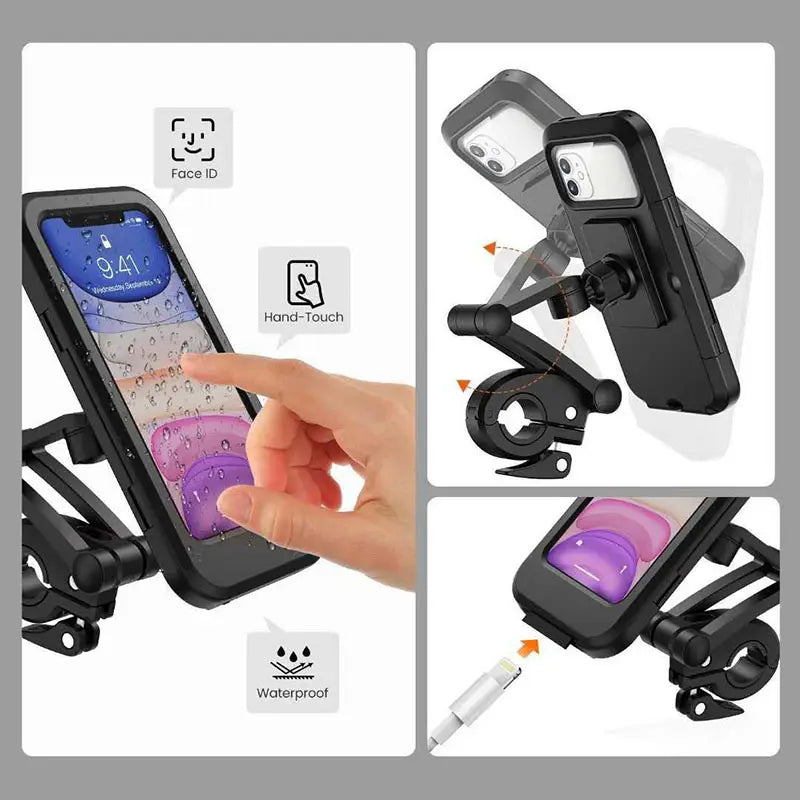 【🔥Year-end Clearance】📱 360° adjustable waterproof phone holder, stable and firm, suitable for bicycles 🚴‍♂️, motorcycles 🏍️ and electric scooters ⚡ | Touch support!