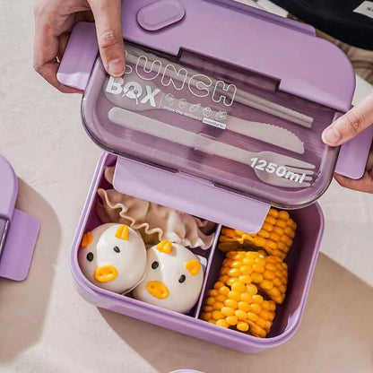 【🔥Year-end Clearance】🥪 3-Layer Lunch Box with Fork & Spoon | 💼 Office, School & Travel Ready | 🔒 Fresh & Leakproof & Microwave Safe!